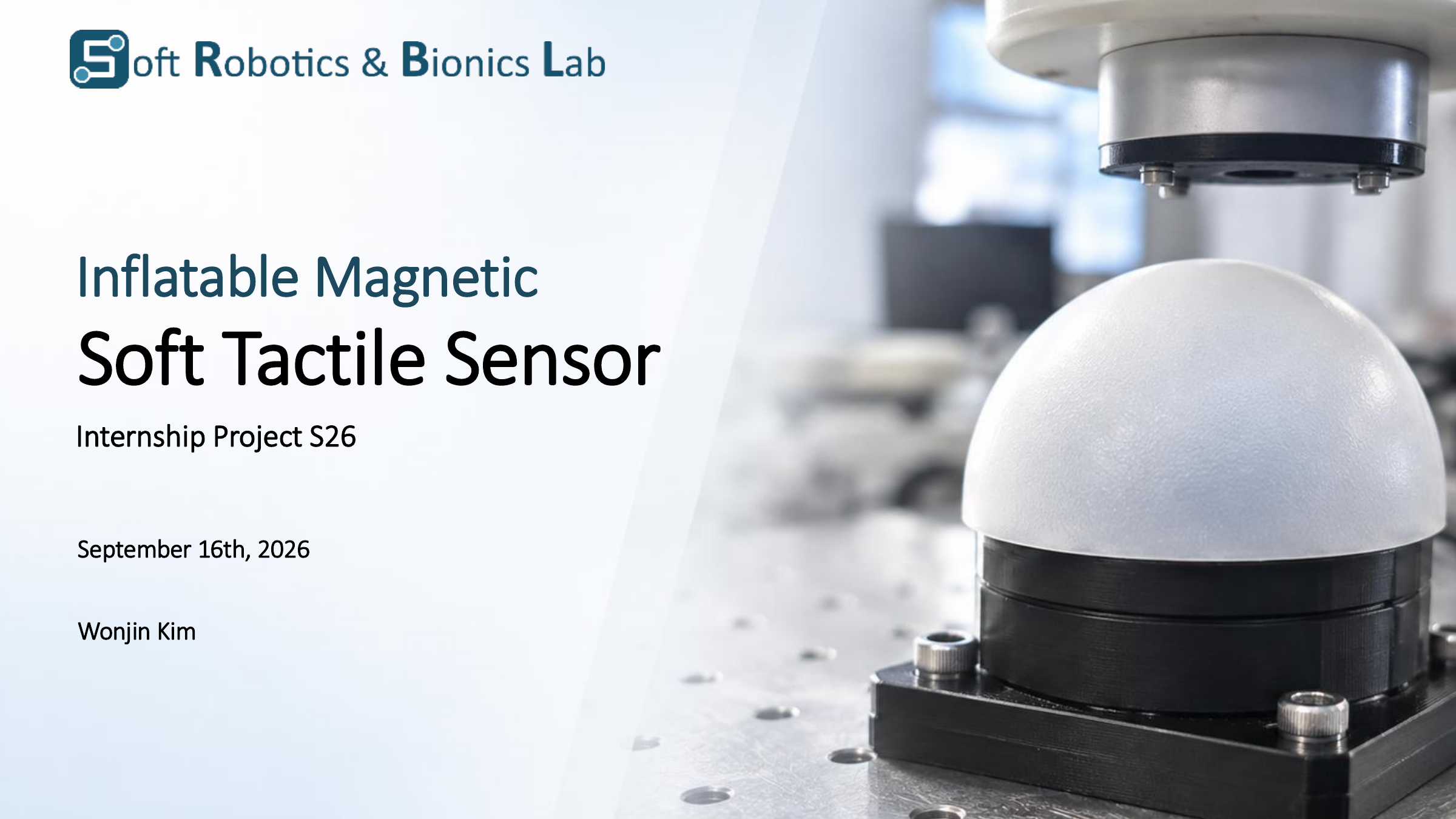 Title slide for the Inflatable Magnetic Soft Tactile Sensor presentation